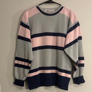 Baby Pink + Navy Stripe Grandpa 100% Cotton Vintage Sweater